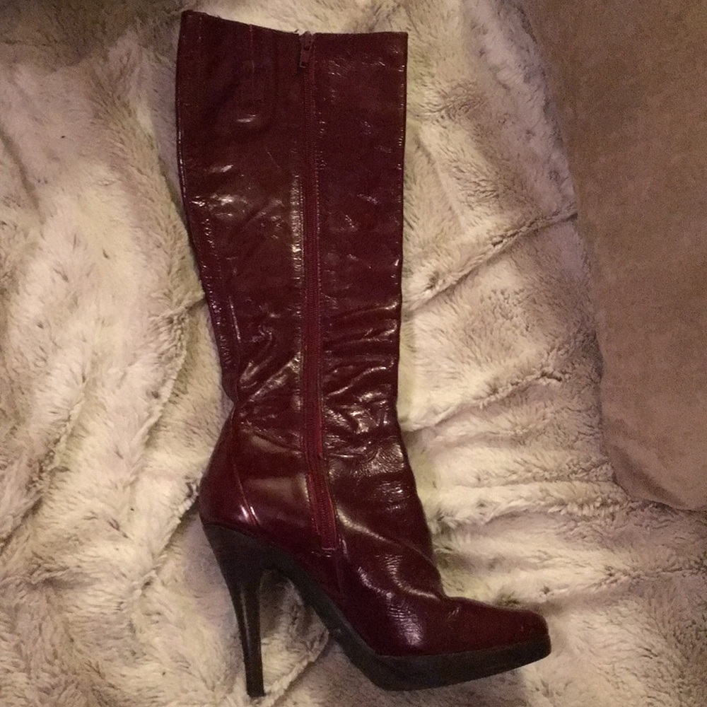 Cranberry leather boots